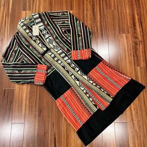 New NWT Kathmandu Imports Multicolor Coat Ethnic Long Tribal Pattern Size Medium